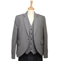 44L Light Grey Arrochar Tweed Argyll Kilt Jacket and Waistcoat - FLAW