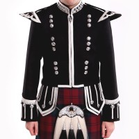 Bagpiper Guards Doublet - Black with Silver Trim