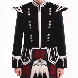 Bagpiper Guards Doublet - Black with Silver Trim