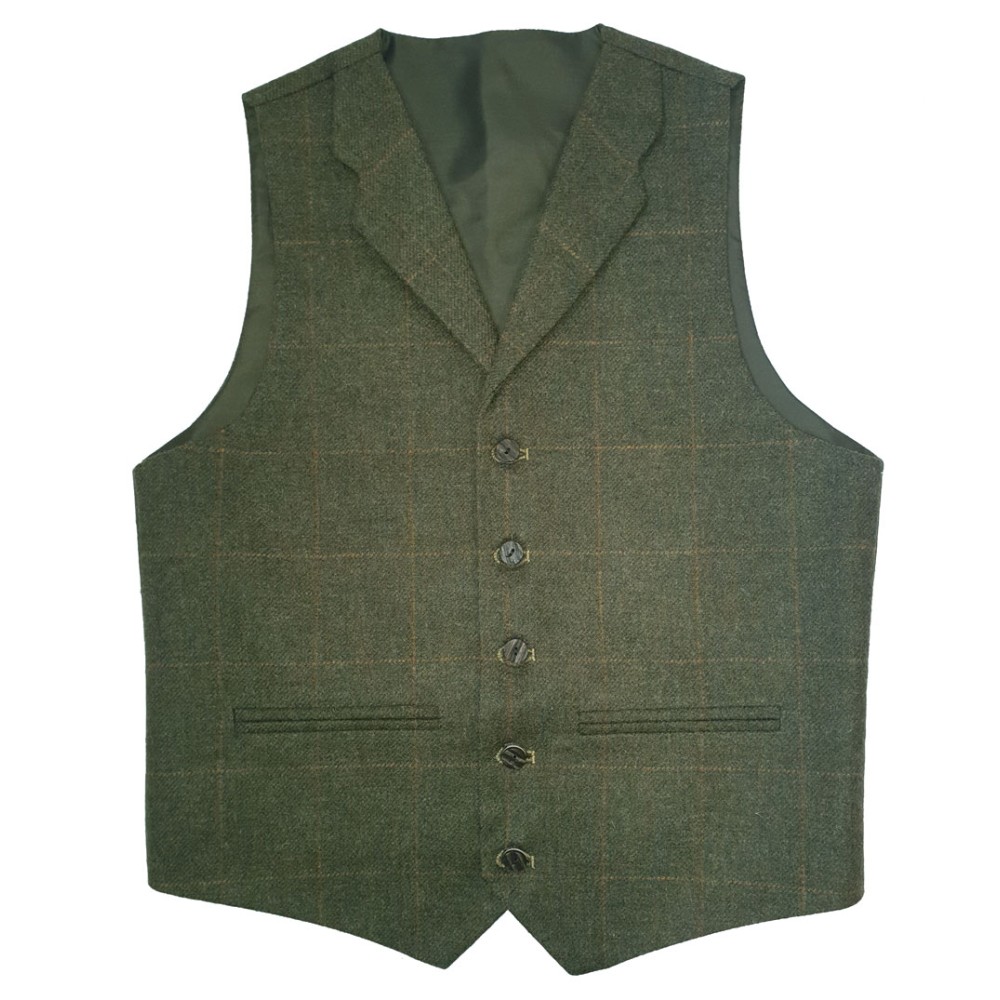 36R Loden Antique Tweed Waistcoat