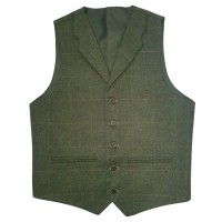 36R Loden Antique Tweed Waistcoat