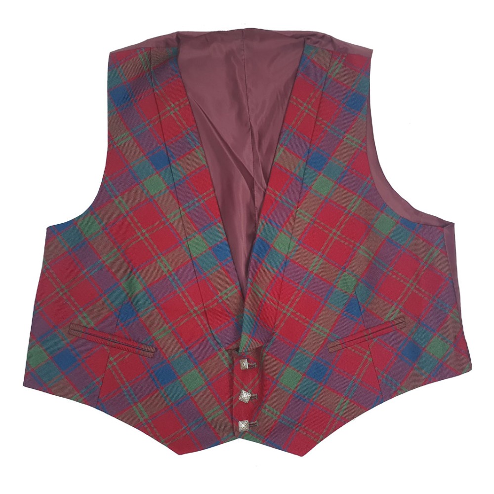 51" Robertson Red Muted Tartan Waistcoat