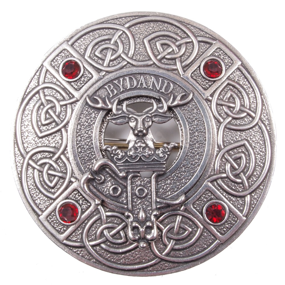 Plaid Brooch Scottish Saltire Gem Clan Crest 