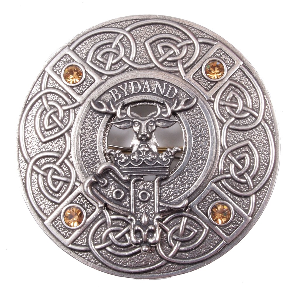 Plaid Brooch Scottish Saltire Gem Clan Crest 
