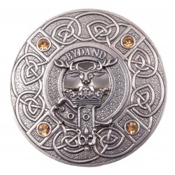 Plaid Brooch Scottish Saltire Gem Clan Crest 