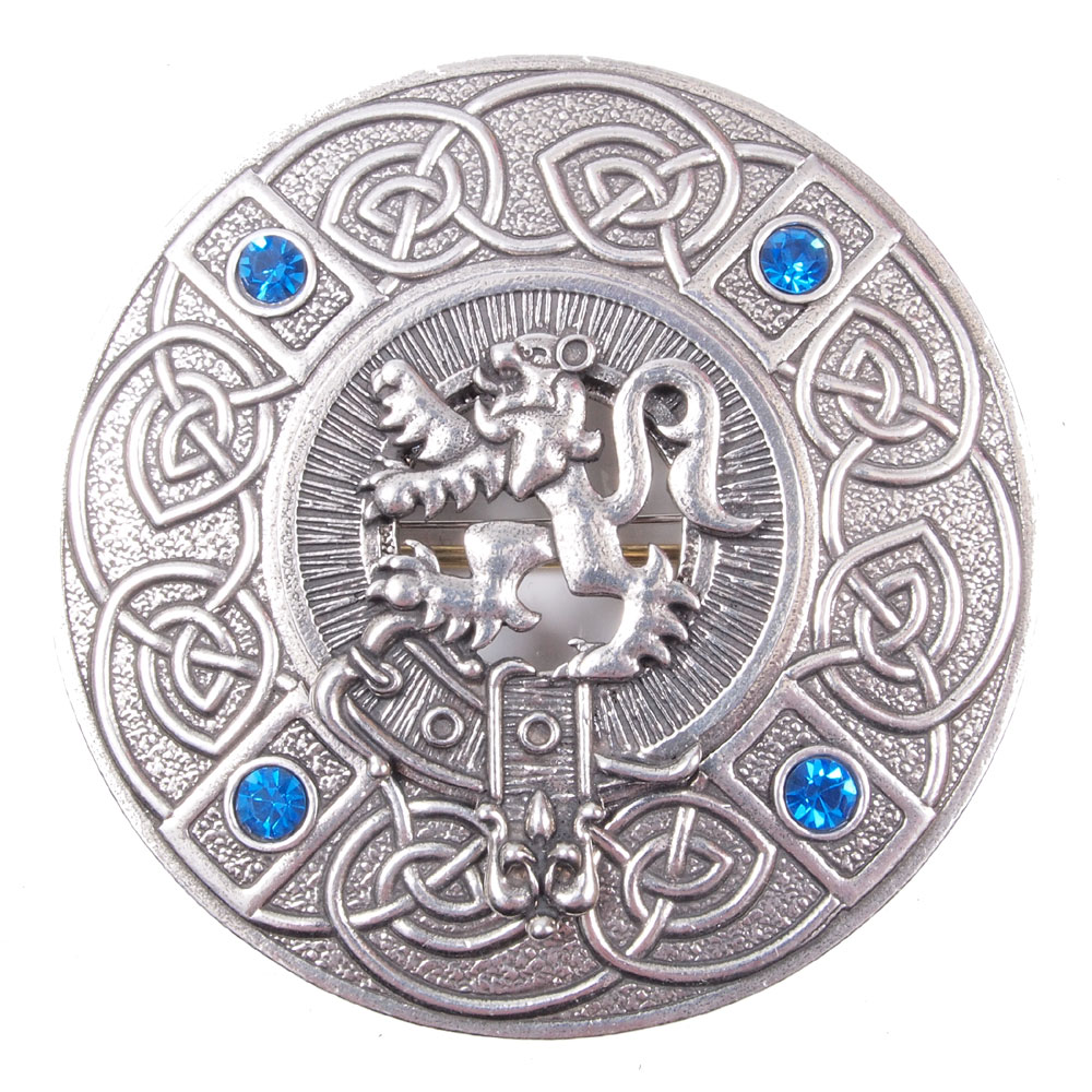 Plaid Brooch Scottish Saltire Gem Clan Crest 