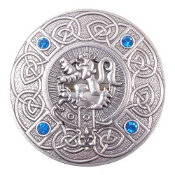 Plaid Brooch Scottish Saltire Gem Clan Crest 