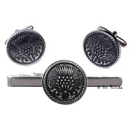 Tie Clip and Cufflink Set - Thistles