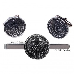 Tie Clip and Cufflink Set - Thistles