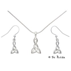 Carrick Celtic Knot Triangle Pendant and Earring Set