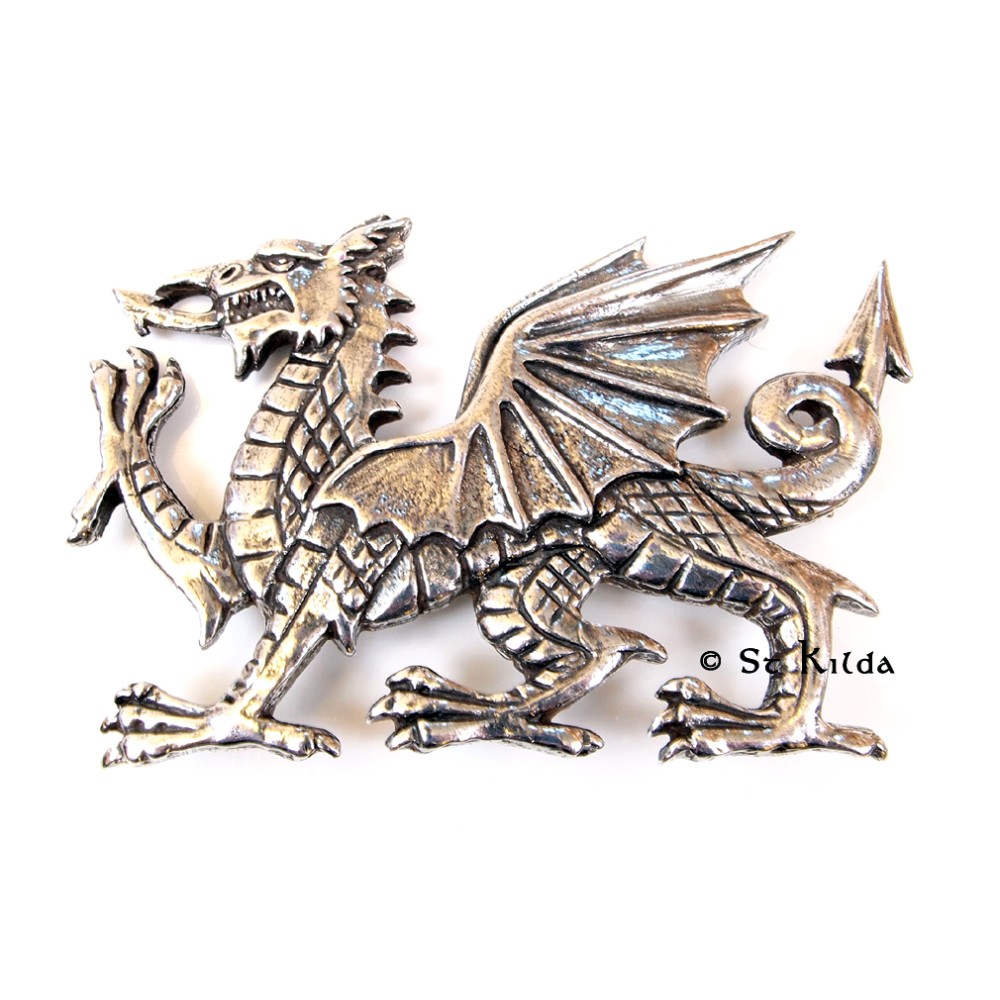 Welsh Dragon Plaid Brooch 