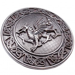 Plaid Brooch Celtic Knot Welsh Dragon