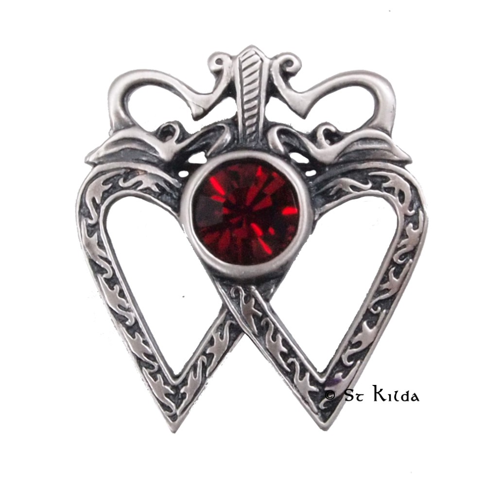 Patterned Luckenbooth Brooch with gemstone