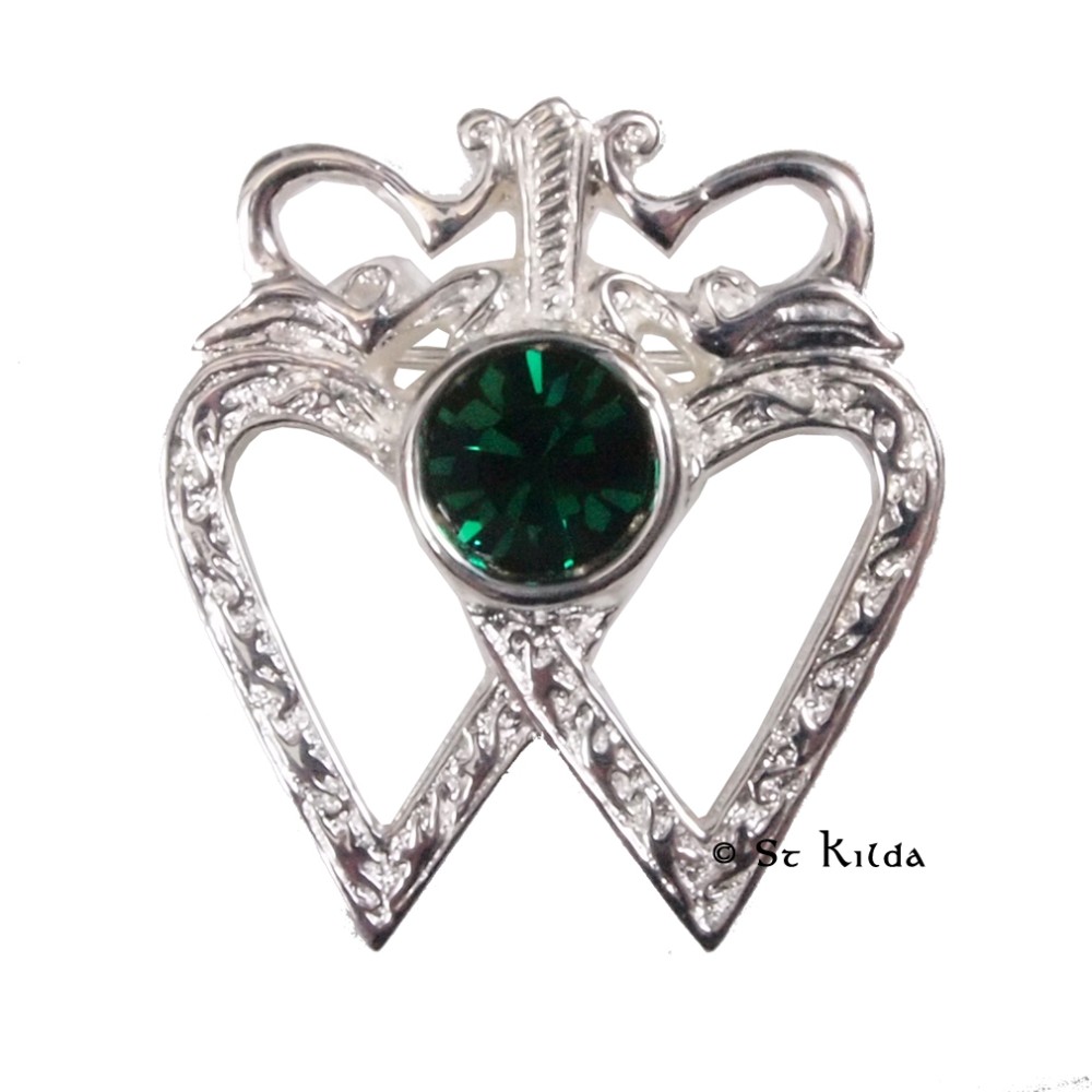 Patterned Luckenbooth Brooch with gemstone
