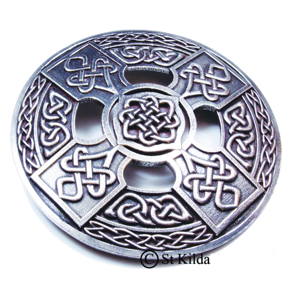 Plaid Brooch Celtic Cross