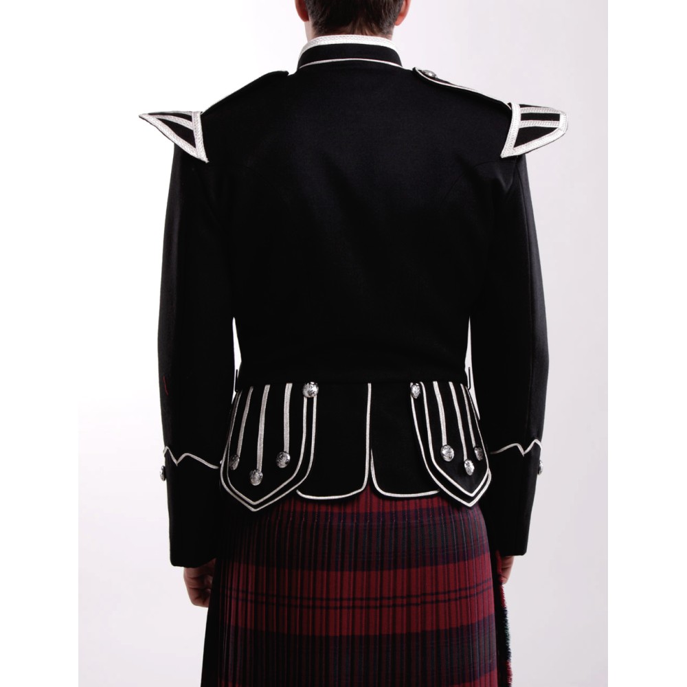 Bagpiper 50 Military Doublet - Black with Silver Trim