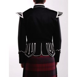 Bagpiper 50 Military Doublet - Black with Silver Trim