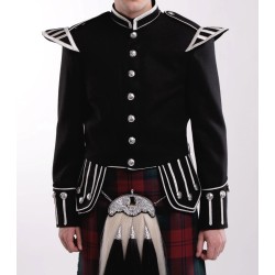 Bagpiper 50 Military Doublet - Black with Silver Trim
