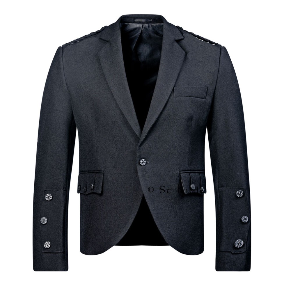 Braemar Tweed Jacket in Black Arrochar