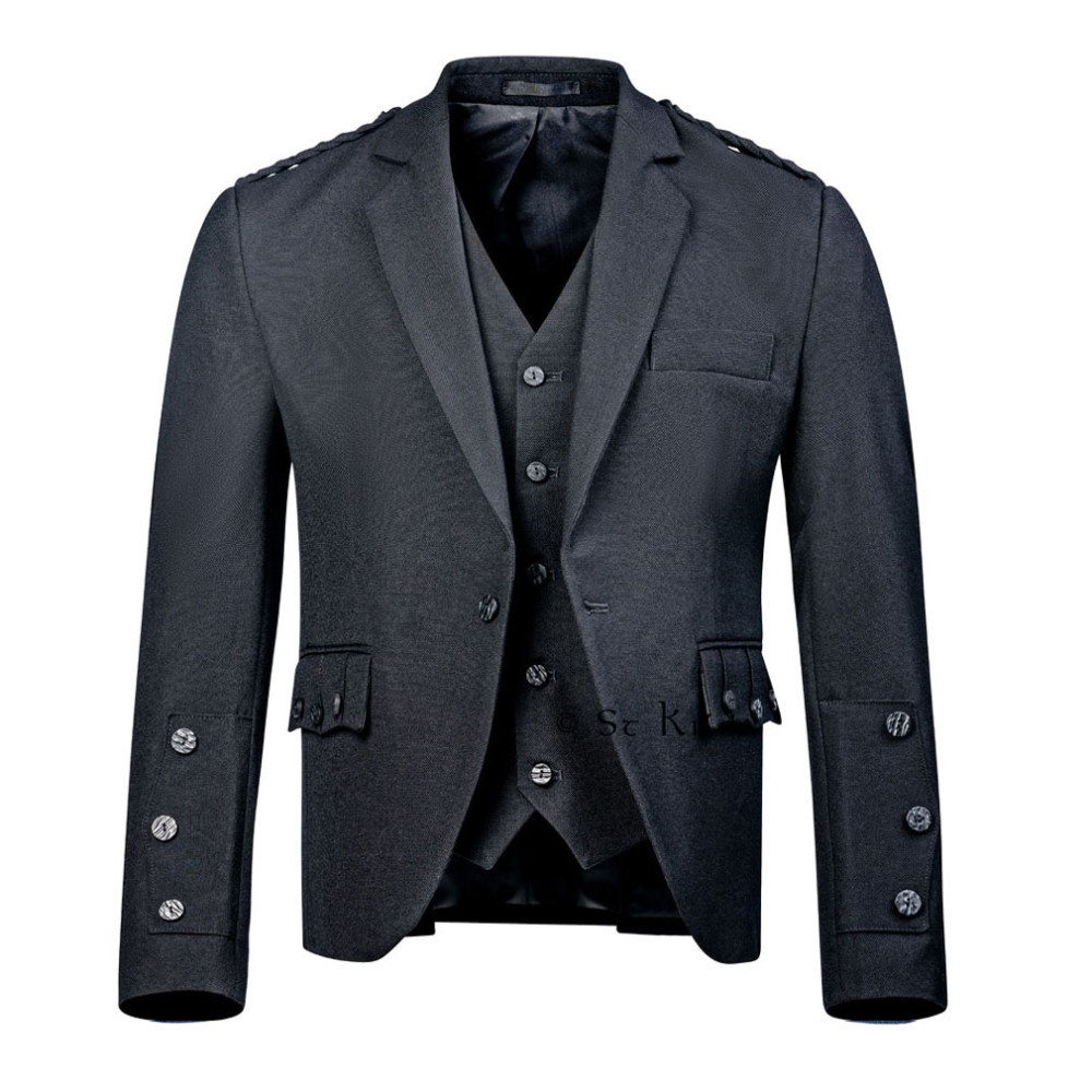 Braemar Tweed Jacket in Black Arrochar
