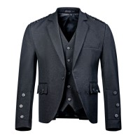 Braemar Tweed Jacket in Black Arrochar