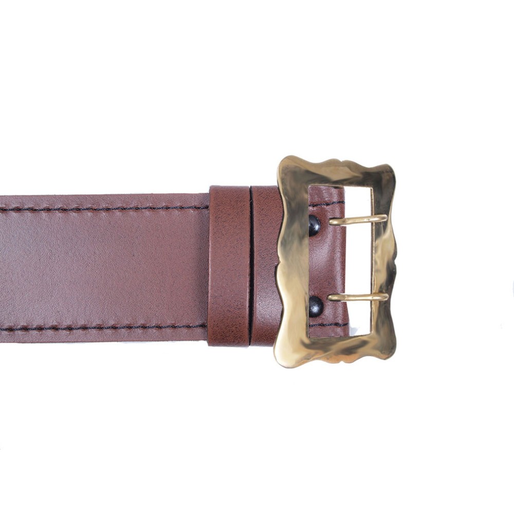 Brass Buckled Kilt Belt - Brown