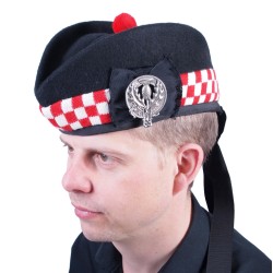 Glengarry Bonnet Diced Pattern - Red and White